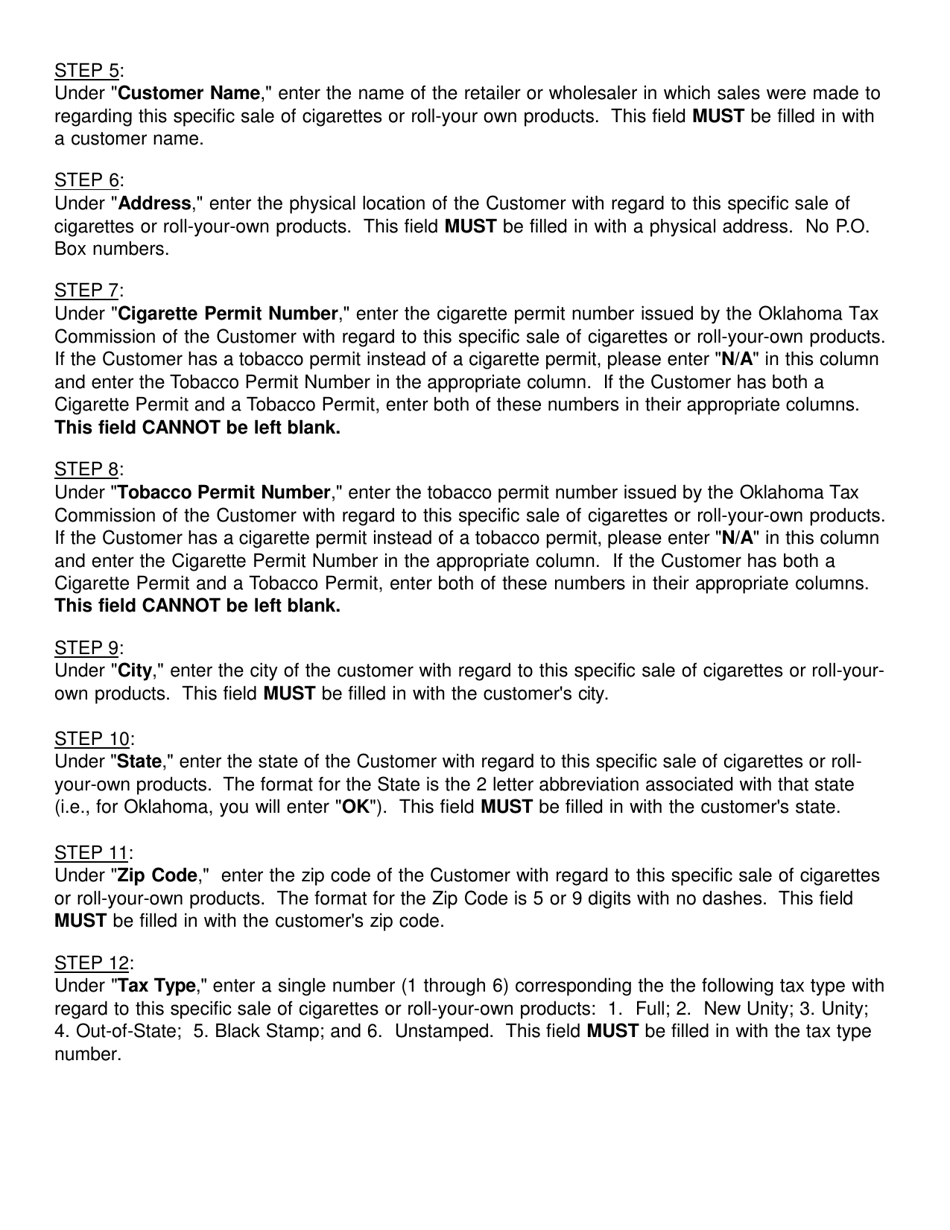 Instructions for Completing and Submitting Licensed Wholesaler / Distributor Report - Oklahoma, Page 6