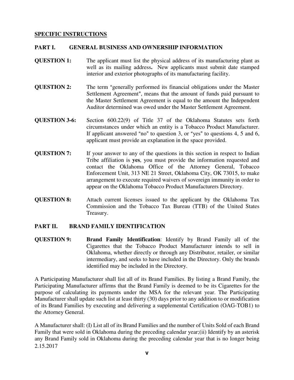 Instructions for Tobacco Directory Application - Oklahoma, Page 5