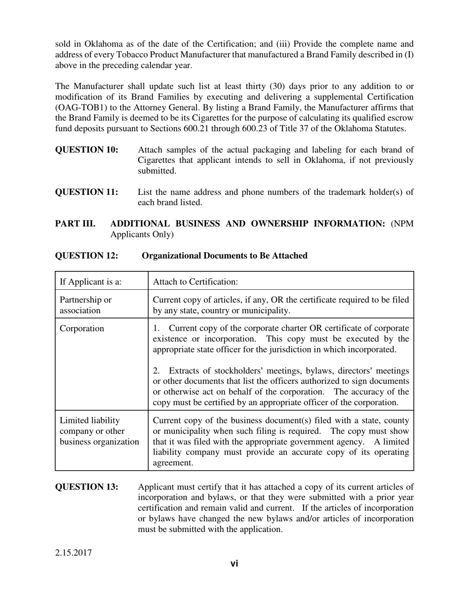 Instructions for Tobacco Directory Application - Oklahoma, Page 6