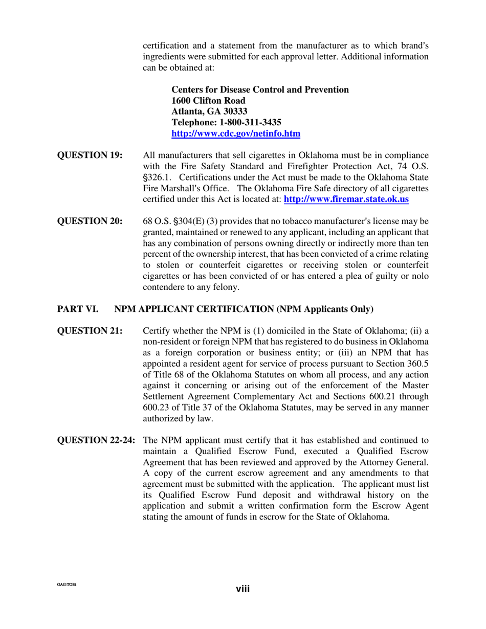 Instructions for Tobacco Directory Application - Oklahoma, Page 8