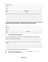 Form OAG-TOB4 Declaration of Tobacco Product Importer Accepting Joint and Several Liability With Non-participating Manufacturer for Escrow Compliance in Oklahoma and Appointing Resident Agent for Service of Process - Oklahoma, Page 2