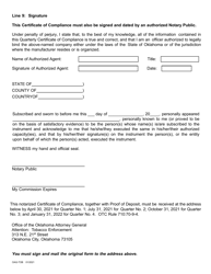 Non-participating Tobacco Manufacturer&#039;s Certificate of Compliance With Quarterly Escrow Payment Requirement on Sales - Oklahoma, Page 3