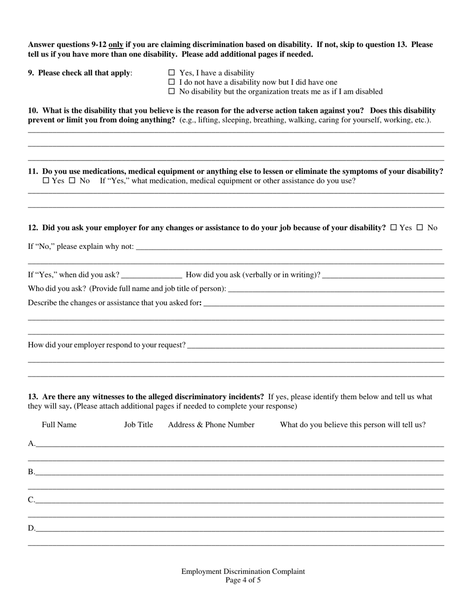 Employment Discrimination Complaint - Oklahoma, Page 5