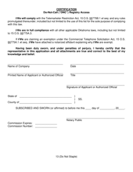 Commercial Telephone Solicitor (&quot;telemarketer&quot;) Registration and/or Do-Not-Call (&quot;dnc&quot;) Registry Access Application - Oklahoma, Page 13