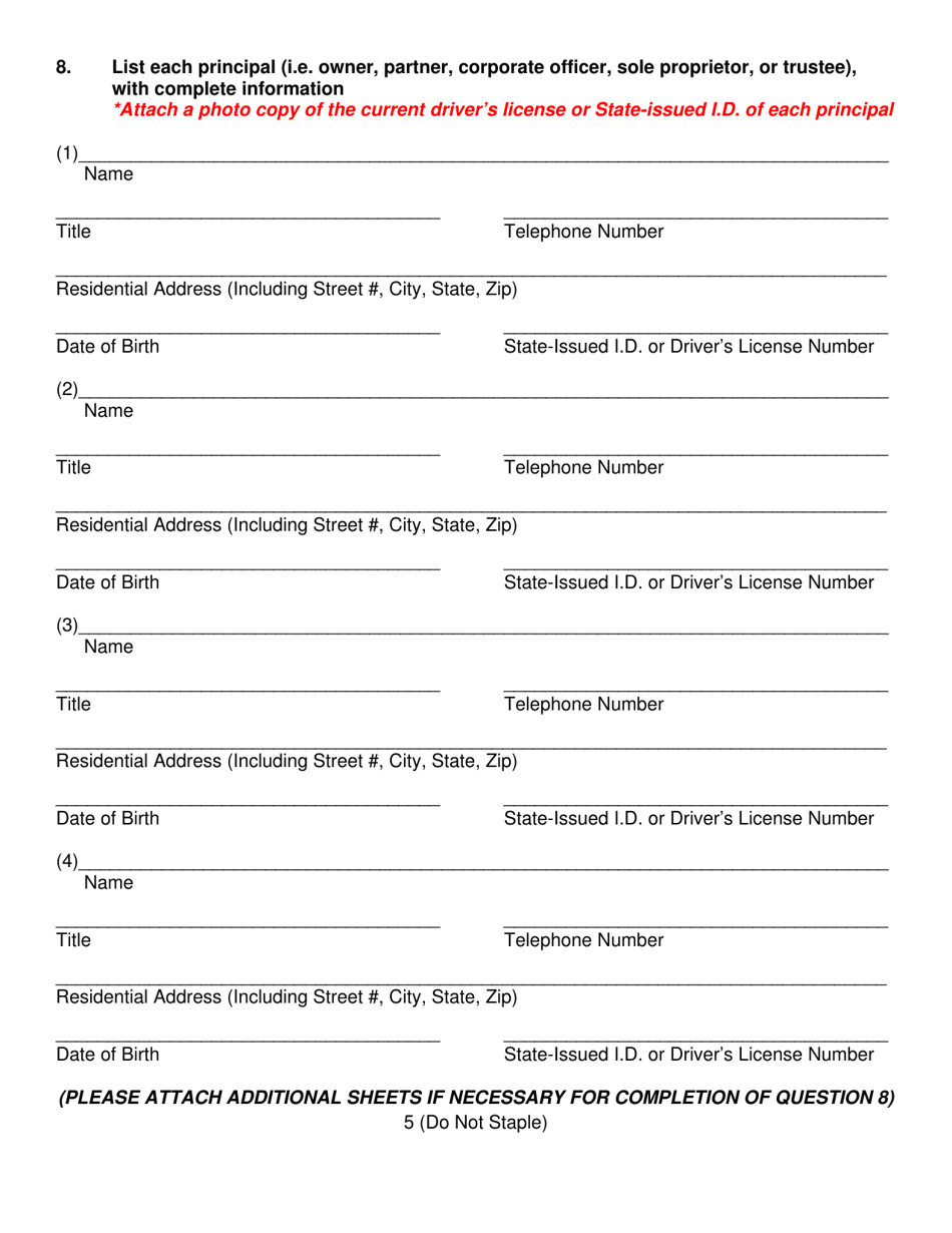 Commercial Telephone Solicitor (telemarketer) Registration and / or Do-Not-Call (dnc) Registry Access Application - Oklahoma, Page 5