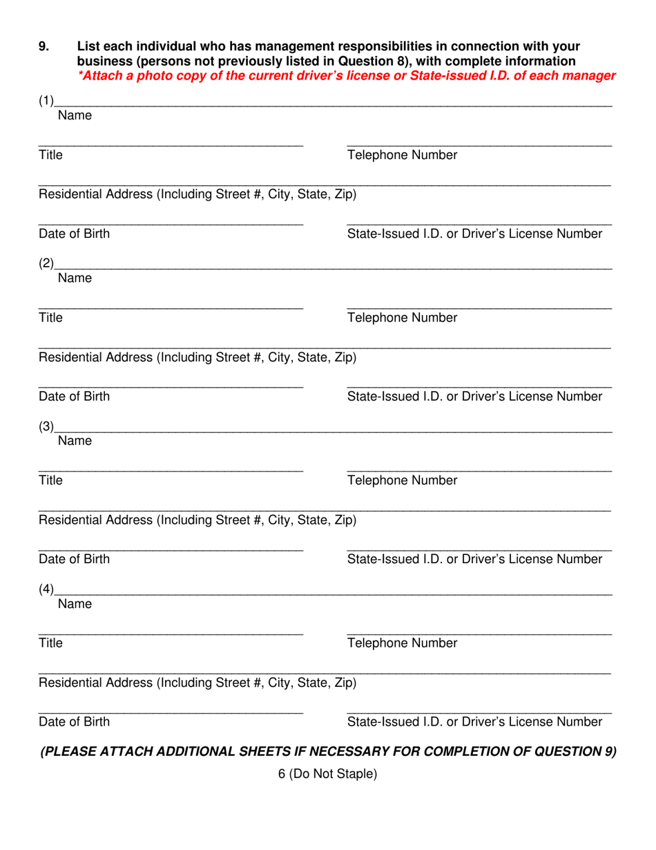 Commercial Telephone Solicitor (telemarketer) Registration and / or Do-Not-Call (dnc) Registry Access Application - Oklahoma, Page 6