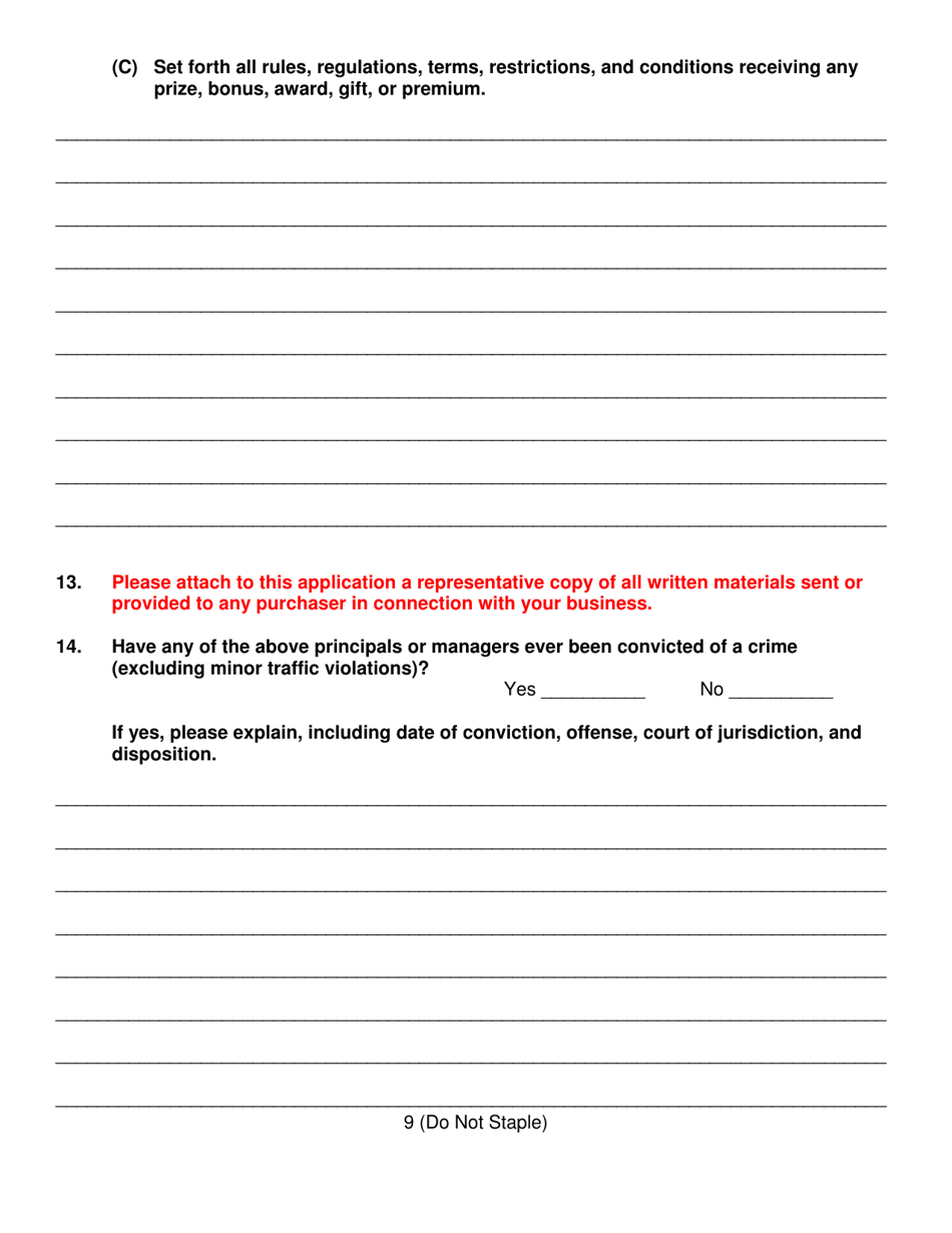 Commercial Telephone Solicitor (telemarketer) Registration and / or Do-Not-Call (dnc) Registry Access Application - Oklahoma, Page 9