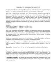 Document preview: Chiropractic Radiographic Assistant Application - South Dakota