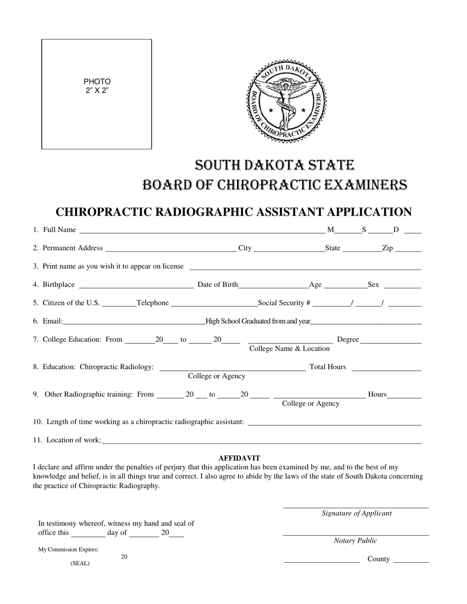 Chiropractic Radiographic Assistant Application - South Dakota, Page 3