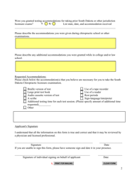 Form A (SD Form 1448) Reasonable Testing Accommodations Questionnaire - South Dakota, Page 2