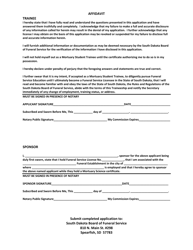Application for Mortuary Student Trainee - South Dakota, Page 2