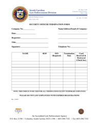 &quot;Security Officer Termination Form&quot; - South Carolina