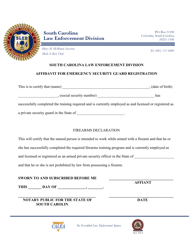 Affidavit for Emergency Security Guard Registration - South Carolina, Page 3