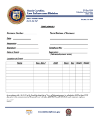 Form PD/PS-6 &quot;Request for Temporaries&quot; - South Carolina
