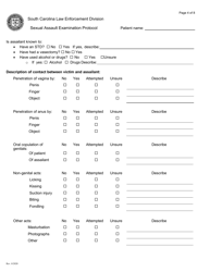 Sexual Assault Examination Protocol - South Carolina, Page 4