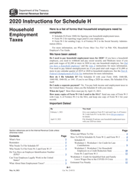 Instructions for IRS Form 1040 Schedule H Household Employment Taxes