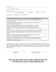 Application for Relicensure - South Dakota, Page 2