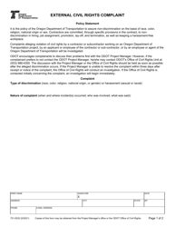 Form 731-0333 &quot;External Civil Rights Complaint&quot; - Oregon