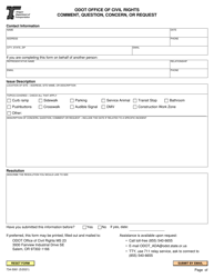 Form 734-5061 &quot;Comment, Question, Concern, or Request&quot; - Oregon
