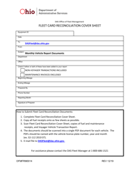 Document preview: Form OFMFRM0014 Fleet Card Reconciliation Cover Sheet - Ohio