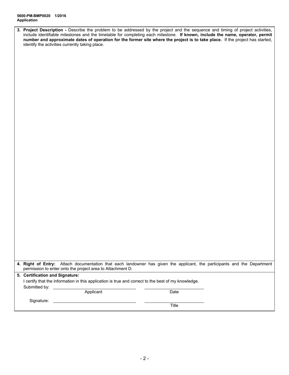 Form 5600-PM-BMP0020 Environmental Good Samaritan Project Proposal - Pennsylvania, Page 2