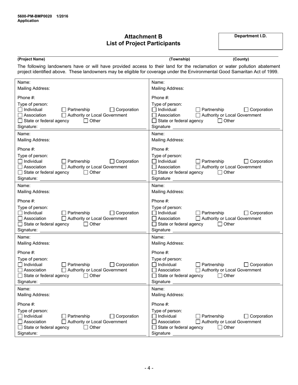 Form 5600-PM-BMP0020 Environmental Good Samaritan Project Proposal - Pennsylvania, Page 4