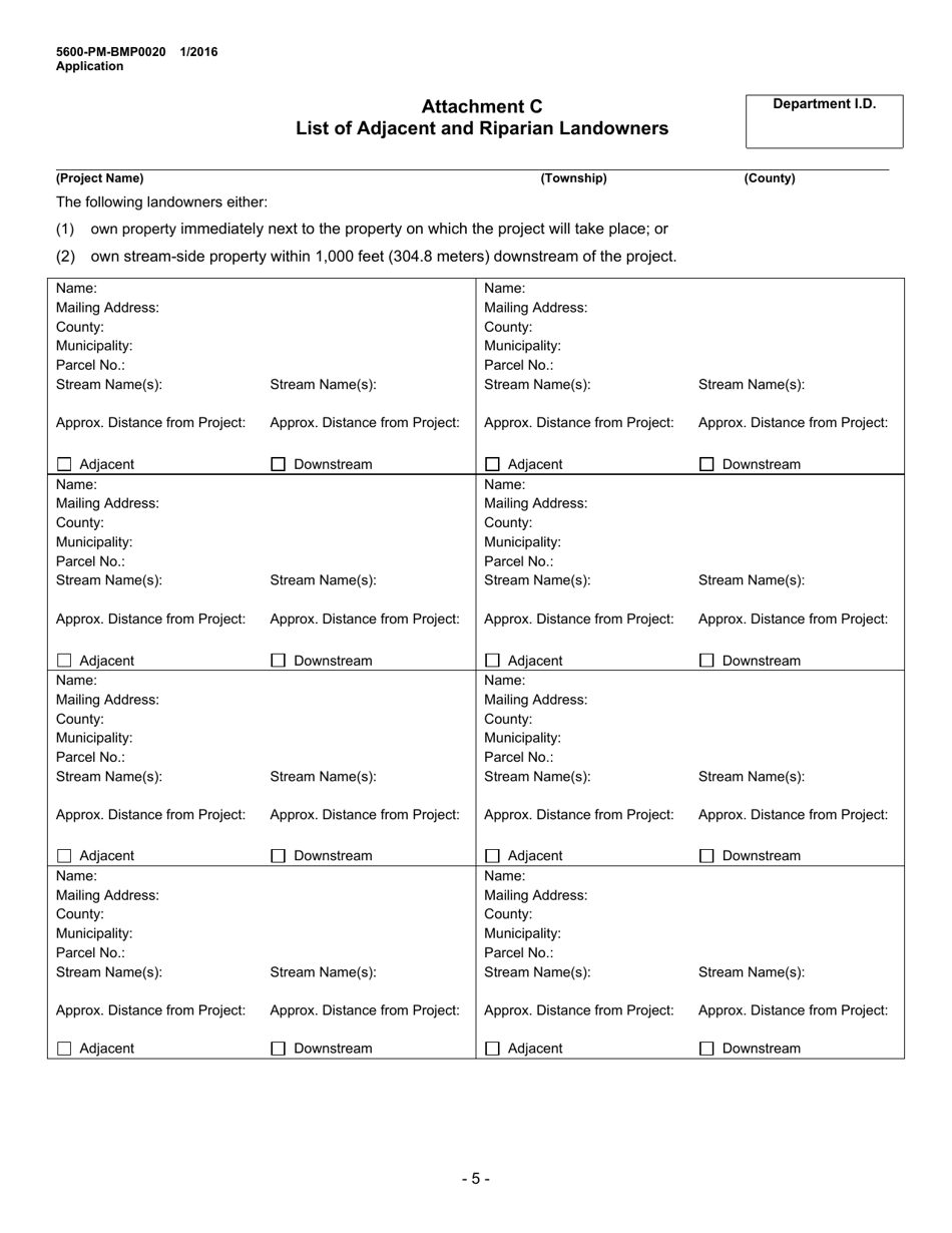 Form 5600-PM-BMP0020 Environmental Good Samaritan Project Proposal - Pennsylvania, Page 5
