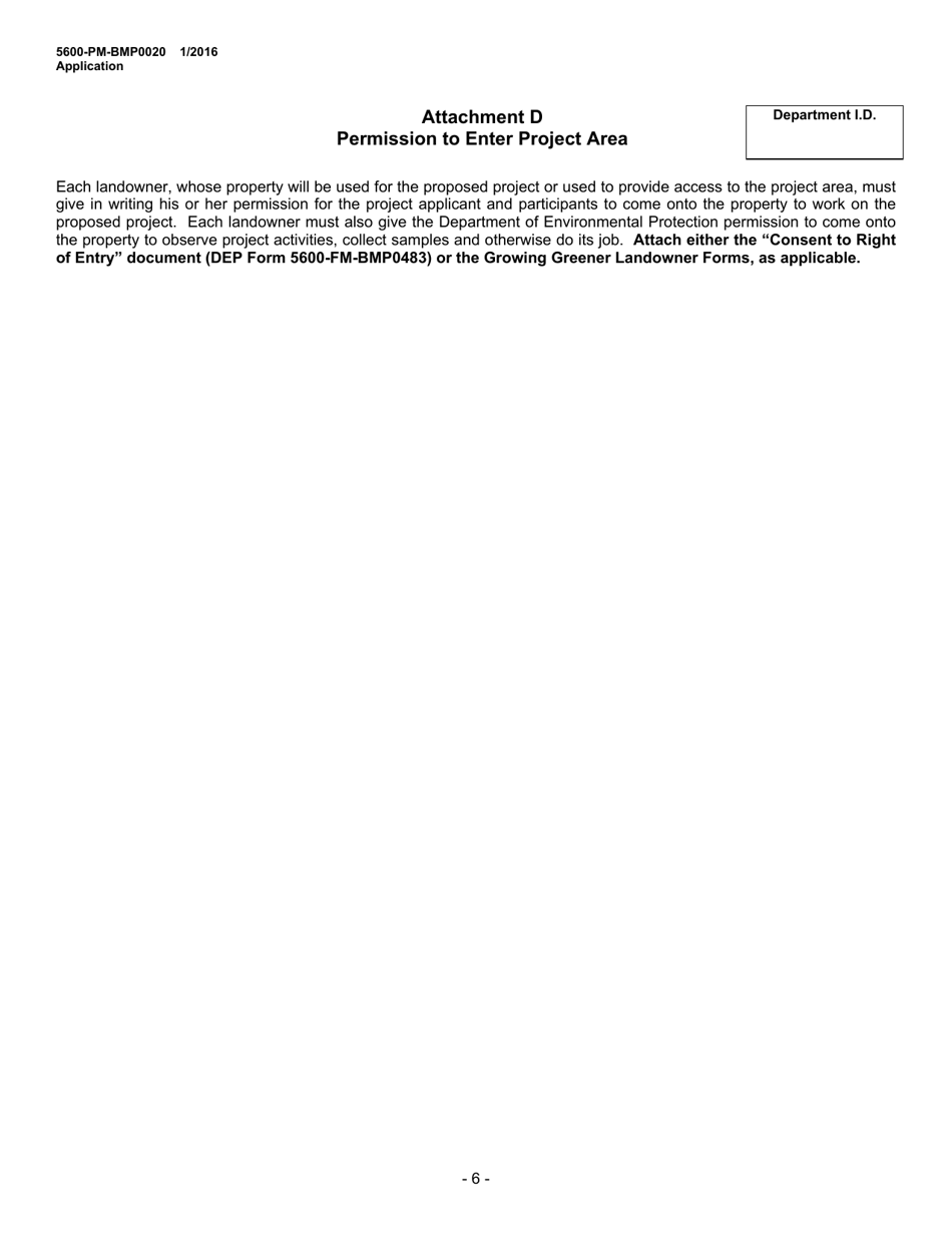 Form 5600-PM-BMP0020 Environmental Good Samaritan Project Proposal - Pennsylvania, Page 6
