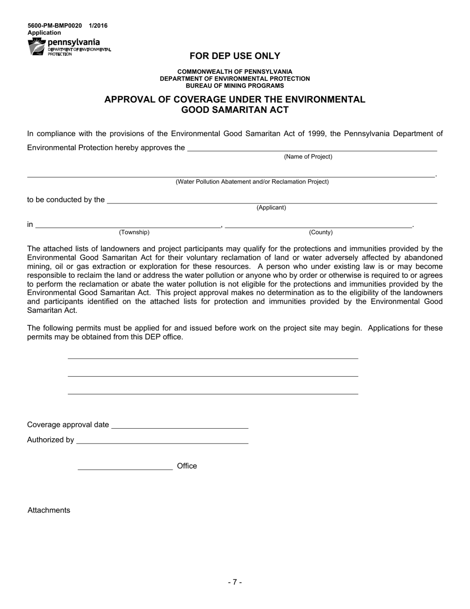 Form 5600-PM-BMP0020 Environmental Good Samaritan Project Proposal - Pennsylvania, Page 7