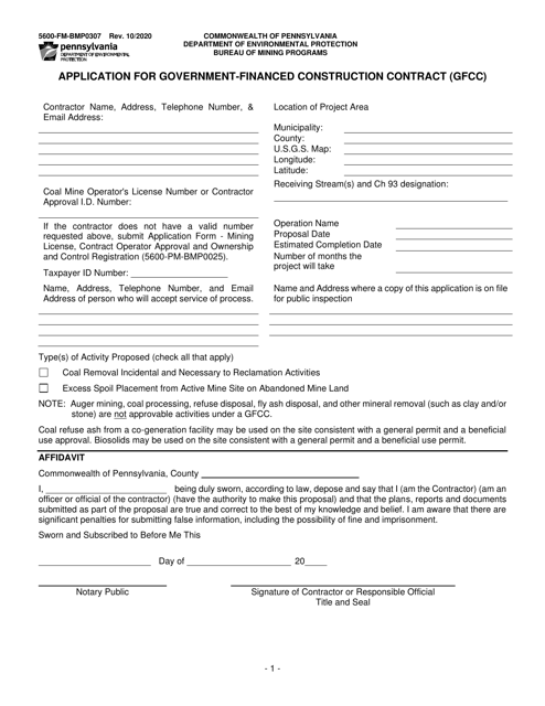 Form 5600-FM-BMP0307 Application for Government-Financed Construction Contract (Gfcc) - Pennsylvania