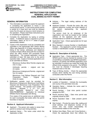 Form 5600-PM-BMP0385 Coal Mining Activity Permit Renewal Application - Pennsylvania