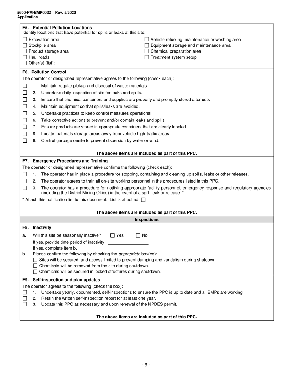 Form 5600-PM-BMP0032 Download Printable PDF or Fill Online Application ...