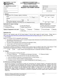 Form 5600-FM-BMP0152 Noncoal Exploration Request for Permit Waiver - Pennsylvania