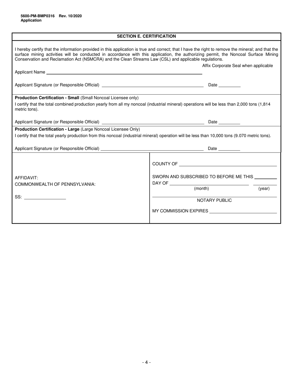 Form 5600-PM-BMP0316 Small Noncoal (Industrial Minerals) Surface Mine Permit Application - Pennsylvania, Page 14