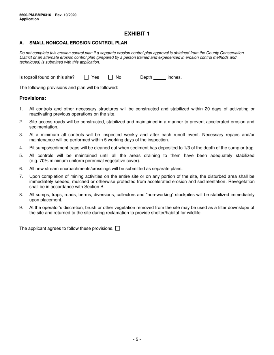 Form 5600-PM-BMP0316 Small Noncoal (Industrial Minerals) Surface Mine Permit Application - Pennsylvania, Page 15