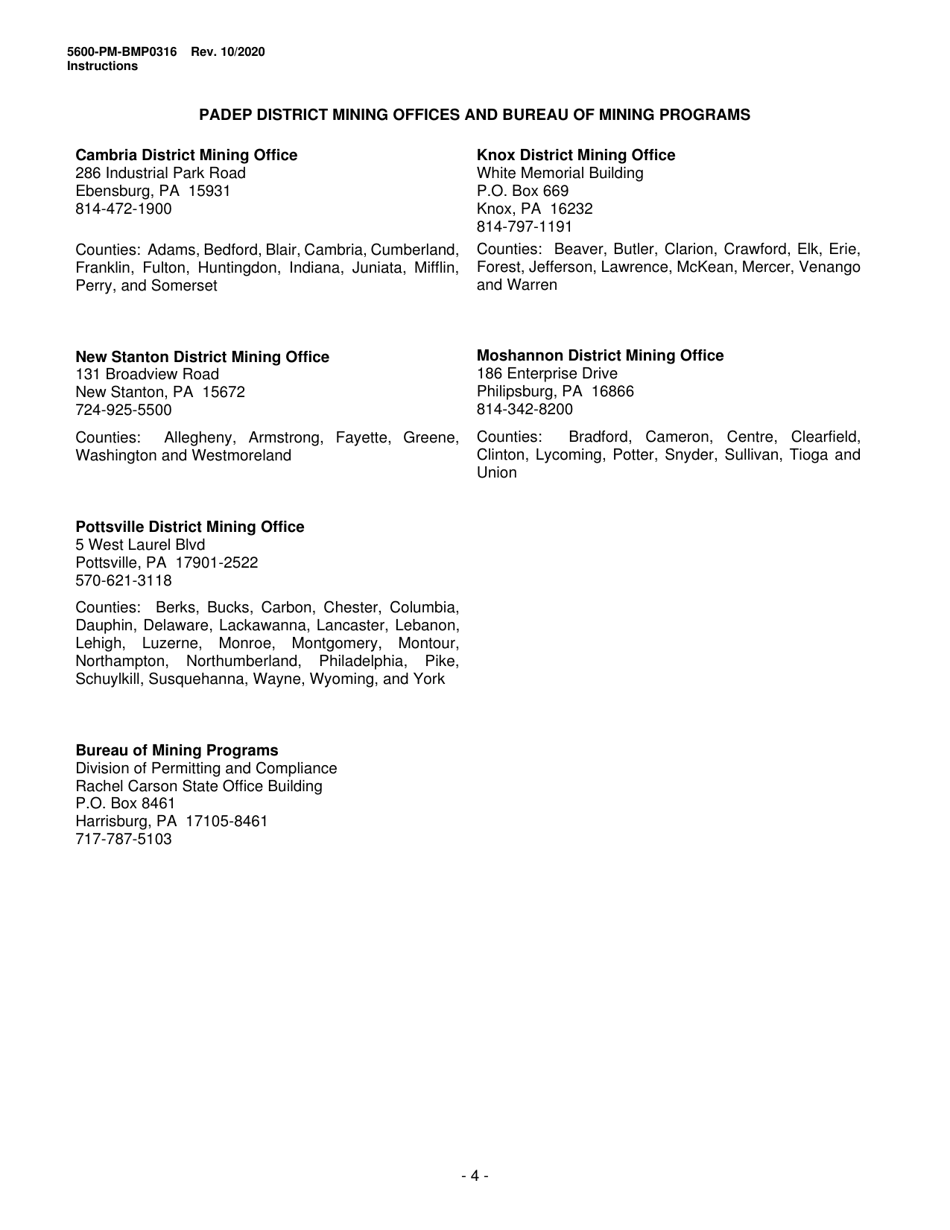 Form 5600-PM-BMP0316 Small Noncoal (Industrial Minerals) Surface Mine Permit Application - Pennsylvania, Page 4