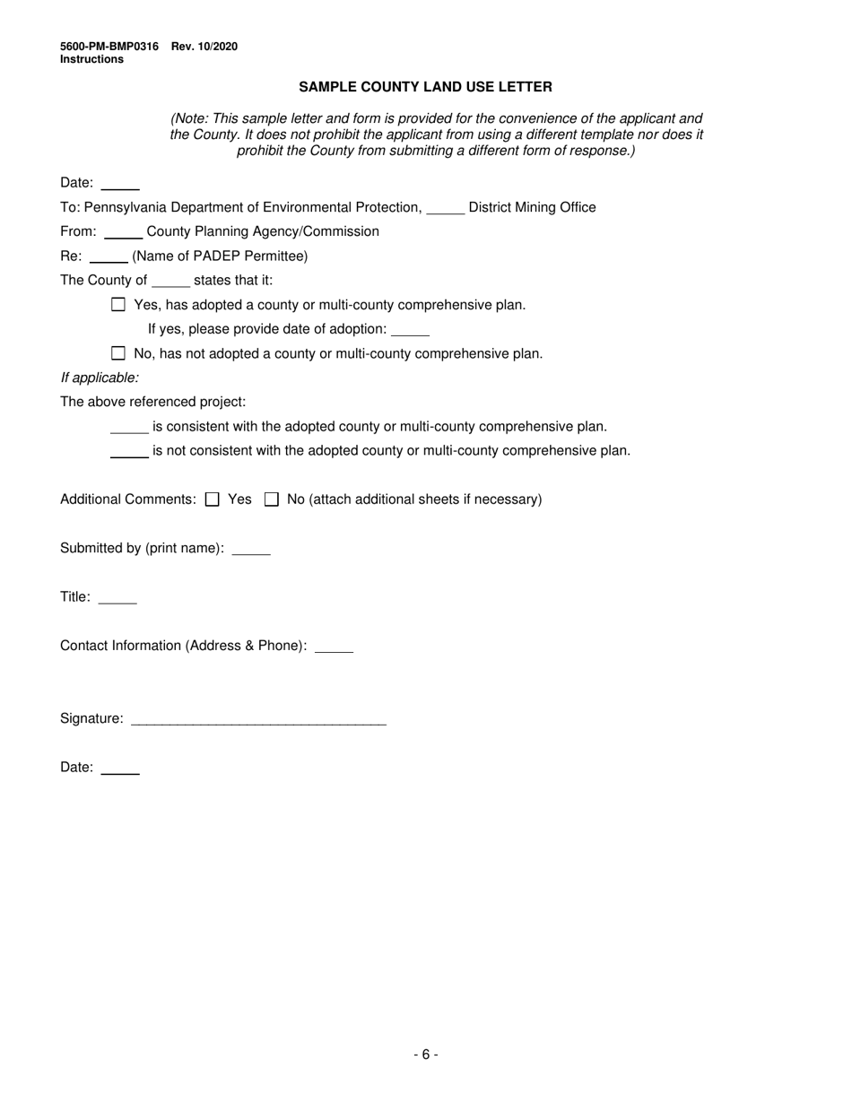 Form 5600-PM-BMP0316 Small Noncoal (Industrial Minerals) Surface Mine Permit Application - Pennsylvania, Page 6