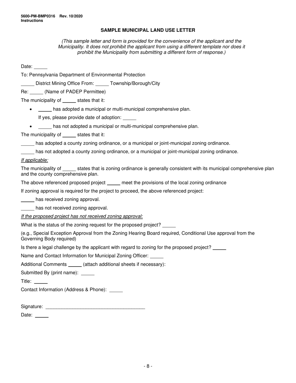 Form 5600-PM-BMP0316 Small Noncoal (Industrial Minerals) Surface Mine Permit Application - Pennsylvania, Page 8