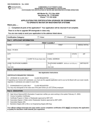 Form 3900-FM-BSDW0412B Application for Certification Upgrade or Downgrade to Operate Water or Wastewater Systems - Pennsylvania