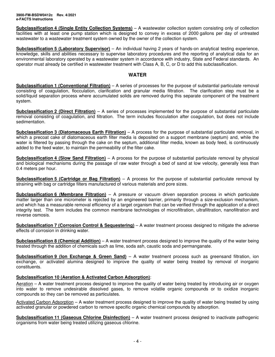 Instructions for Form 3900-FM-BSDW0412D Application for Certification Through Reciprocity to Operate Water or Wastewater Systems - Pennsylvania, Page 4