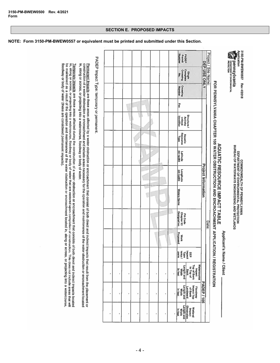 Form 3150-PM-BWEW0500 Chapter 105 Water Obstructions and Encroachment General Permit Registration - Pennsylvania, Page 4