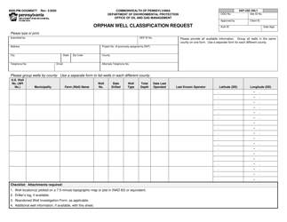 Document preview: Form 8000-PM-OOGM0077 Orphan Well Classification Request - Pennsylvania