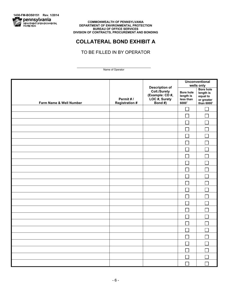 Form 1430-FM-BOS0151 Collateral Bond for Oil and Gas Wells - Pennsylvania, Page 6