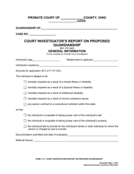 Form 17.8 Court Investigator&#039;s Report on Proposed Guardianship - Ohio