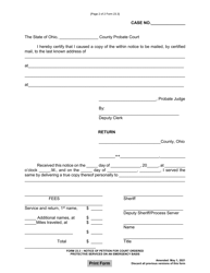 Form 23.3 Notice of Petition for Court Ordered Protective Services on an Emergency Basis - Ohio, Page 2