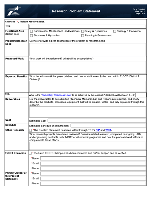Form 2548 (PROBSTAT)  Printable Pdf