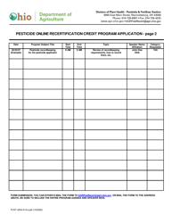 Form PLNT-4204-014-E Online Pesticide Recertification Program Credit Application - Ohio, Page 2
