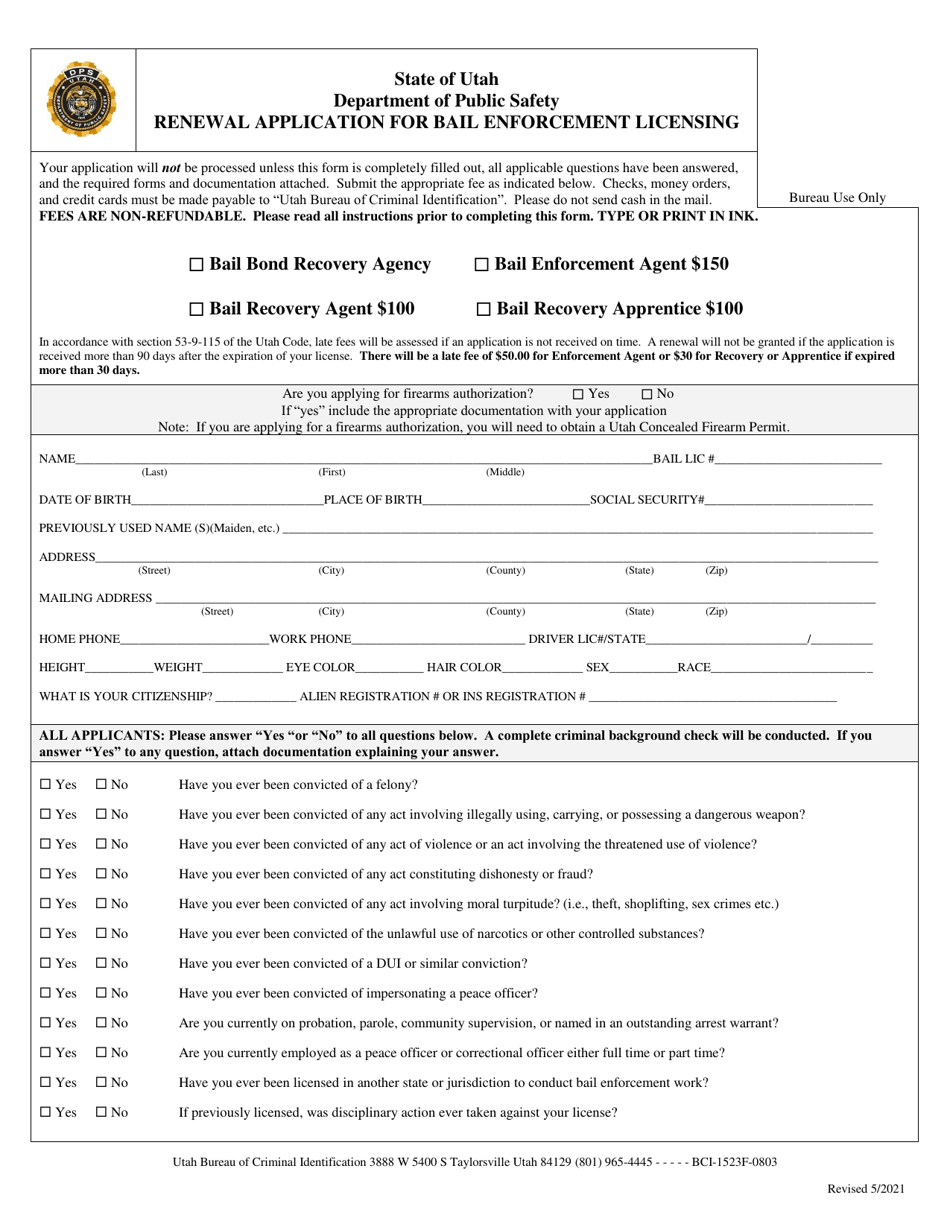 Renewal Application for Bail Bond Recovery License - Utah, Page 3