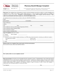 Form INS1007 &quot;Pharmacy Benefit Manager Complaint&quot; - Ohio