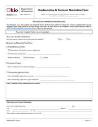 Form INS0508 &quot;Credentialing &amp; Contract Resolution Form&quot; - Ohio